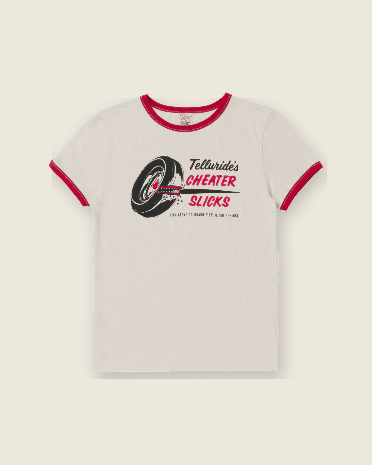 TELLURIDE RINGER TEE SLICKS - WHITE/BURGUNDY